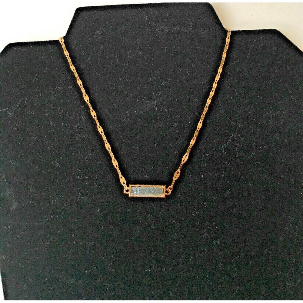 Necklace Grey Natural Stone Gold Tone Adjustable Choker Jewelry Mother's Gift